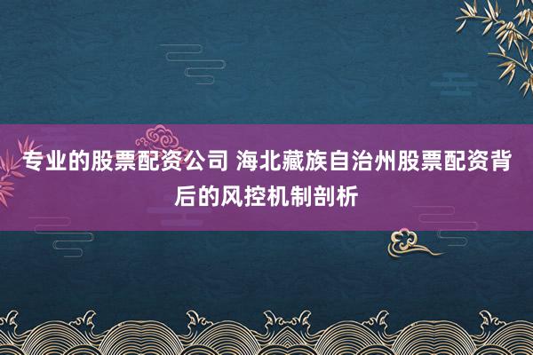 专业的股票配资公司 海北藏族自治州股票配资背后的风控机制剖析